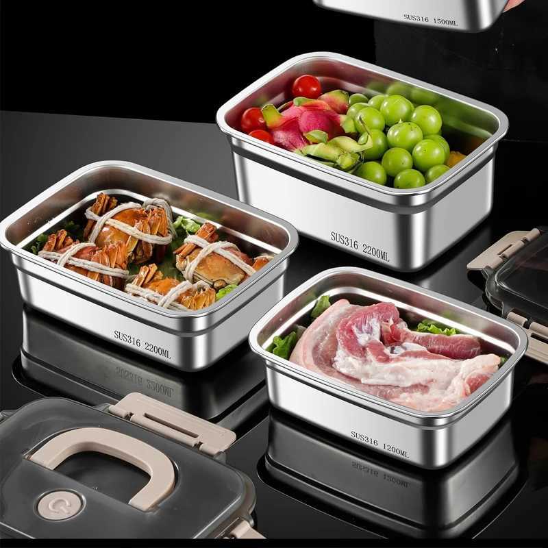 Stainless Steel Lunch Box Refrigerator Sealed Storage Box Portable Camping Food Containers Leak-proof Microwave Bento BoxesM251121