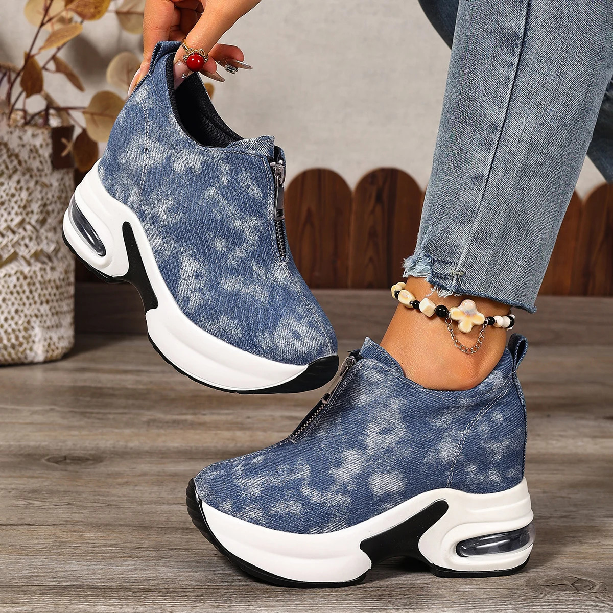 Women Sneakers Antislip Platform Wedge Slip on Casual Lady Vulcanized Shoes Zapatos De Mujer 251121