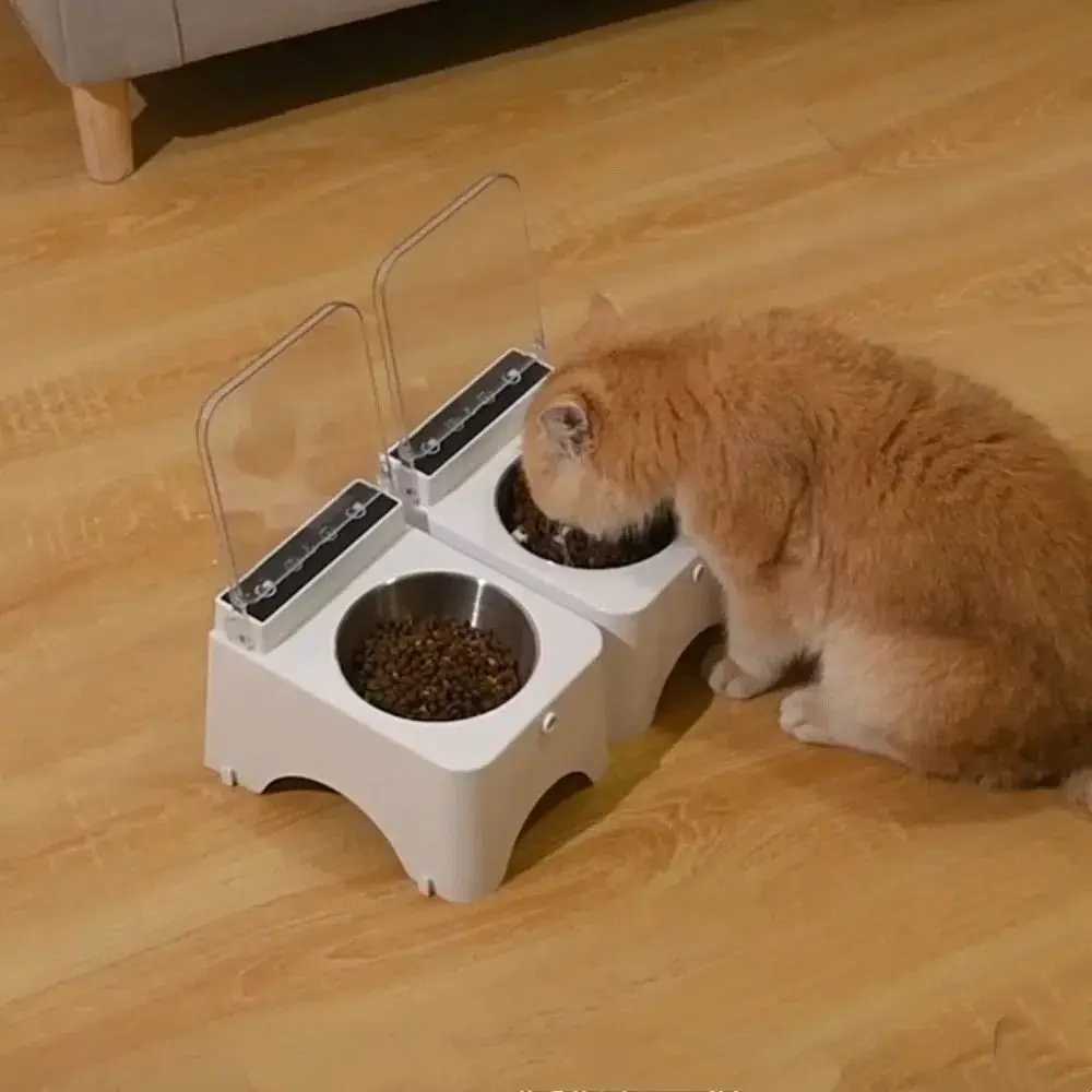Dust-proof Smart Cat Bowl Protect Neck Flip Automatic Cat Food Dispenser Detachable Raised Infrared Sensor Pet Feeder DogsM251121 - view 3