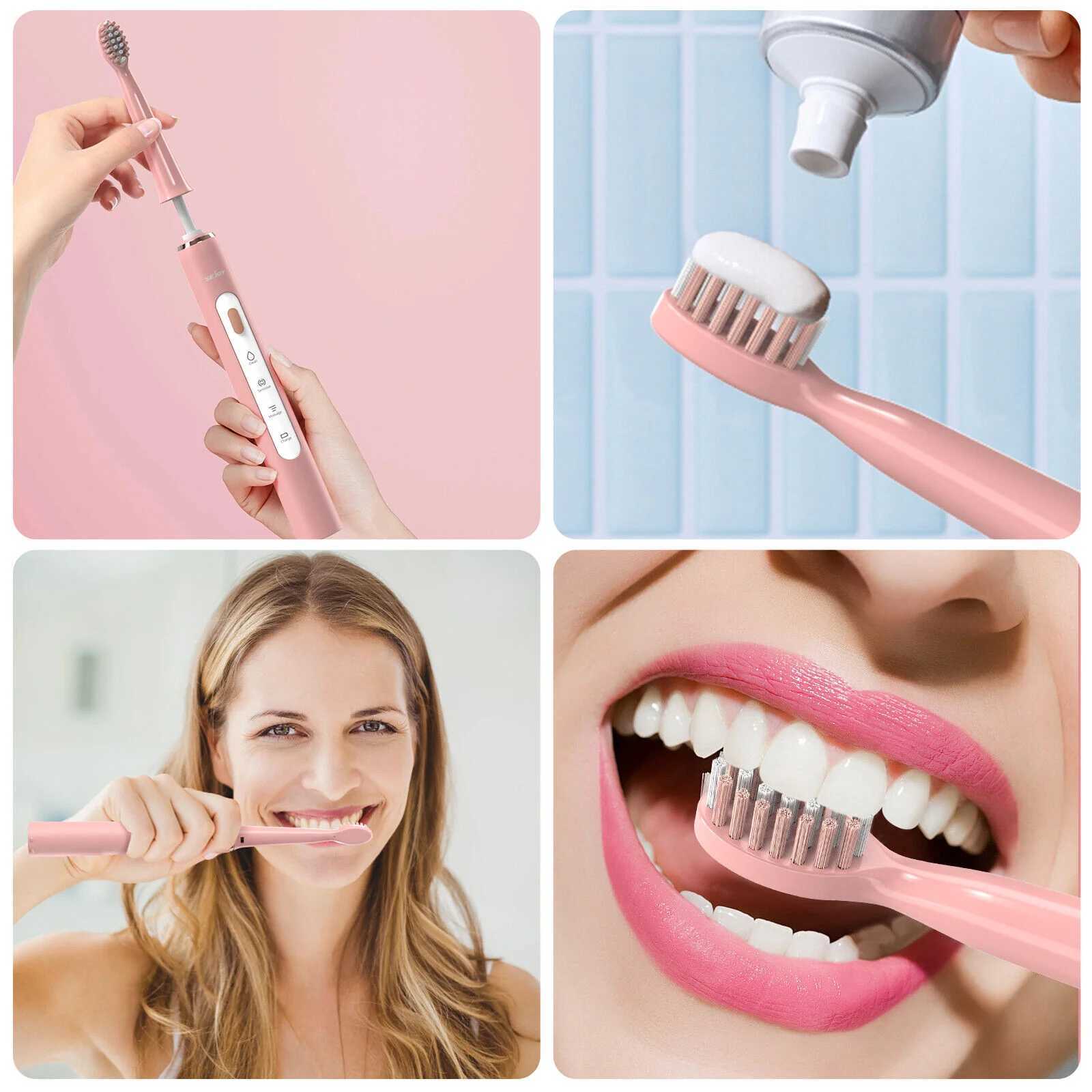 SEJOY Electric Sonic Toothbrush USB Charge Rechargeable Waterproof Electronic Tooth Brushes 7pcs Replacement Heads Adult C251121