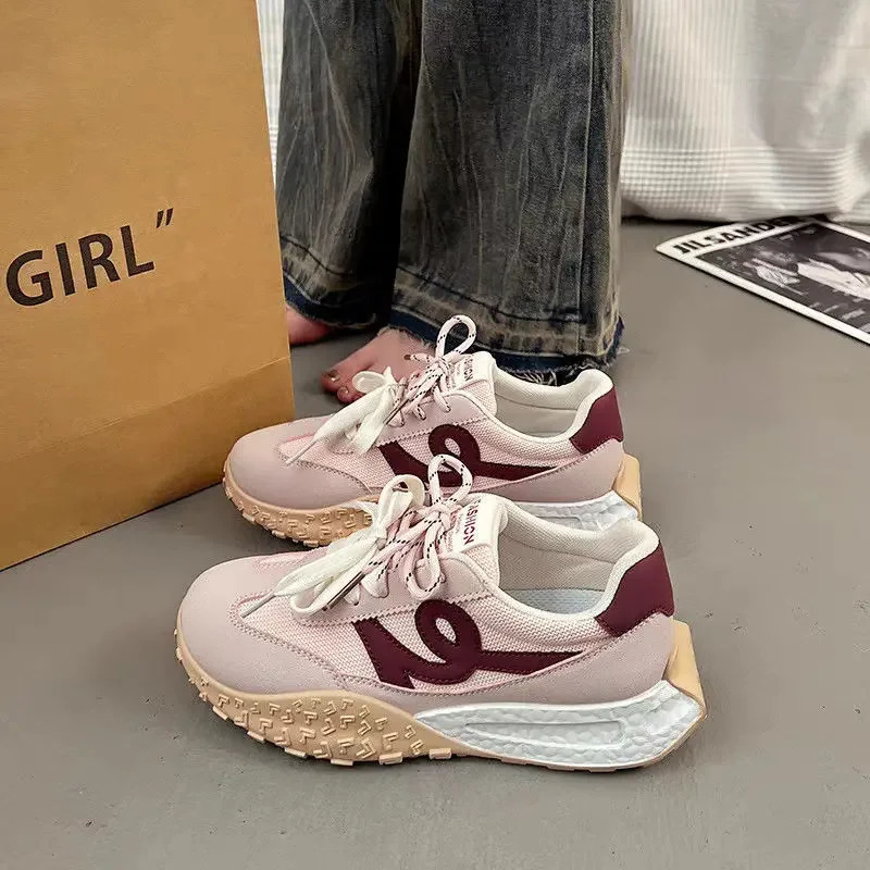 Womens Trendy White Sneakers Thick Bottom Casual Sports Single Shoes Versatile Comfortable Rubber Sole EVA Upper 251121