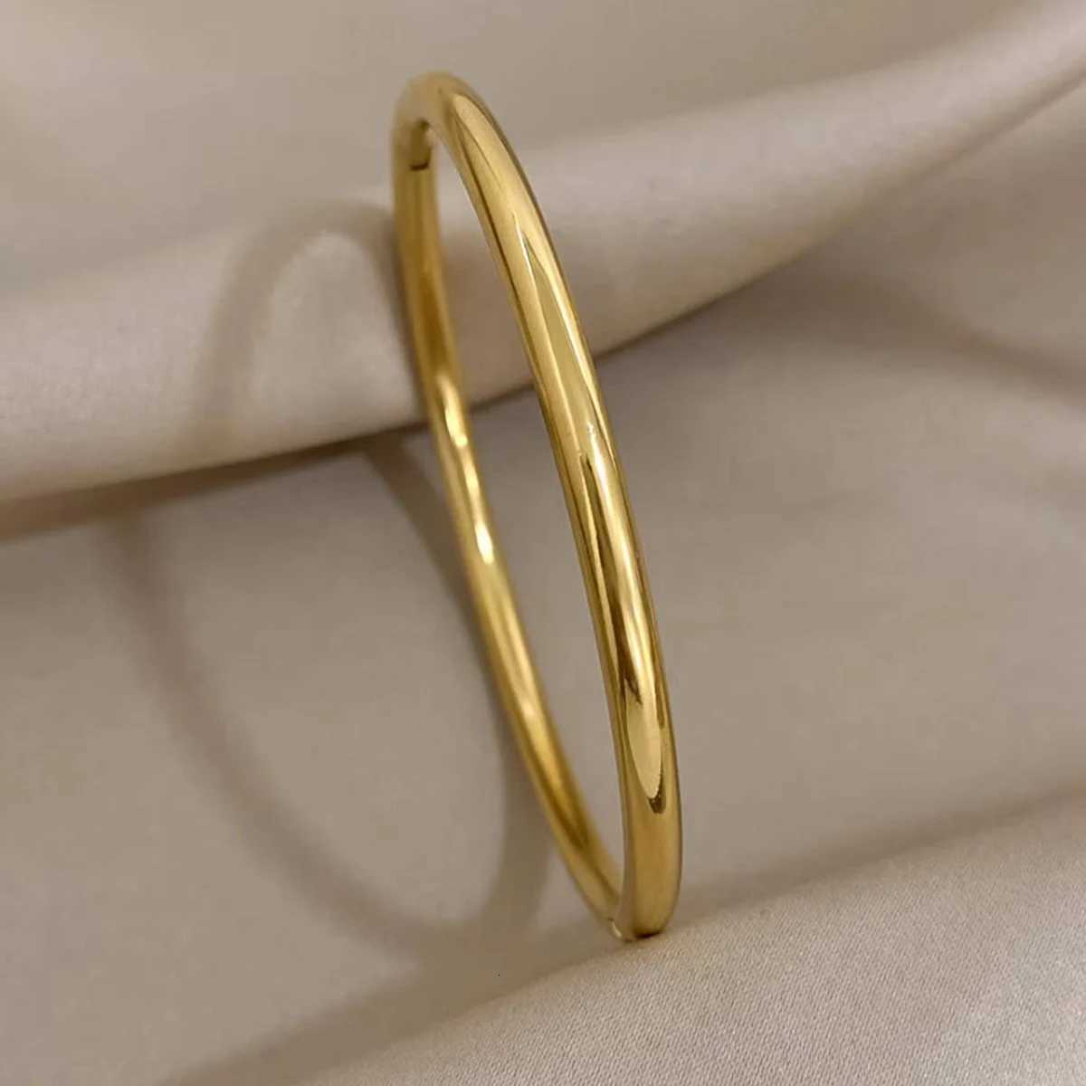 1PC Titanium Steel Stainless Steel Inlaid Zircon Gold Plated Bracelet Classic and Simple Style Suitable for Womens Daily WearW251121