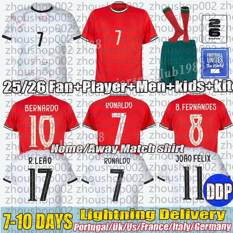 25 26 Portugal Jersey 7 RONALDO jersey PEPE BERMARDO Bernardo BFERNANDES LEAO Ramos Dias Felix football shirt fans player version Men Kids kit Soccer 