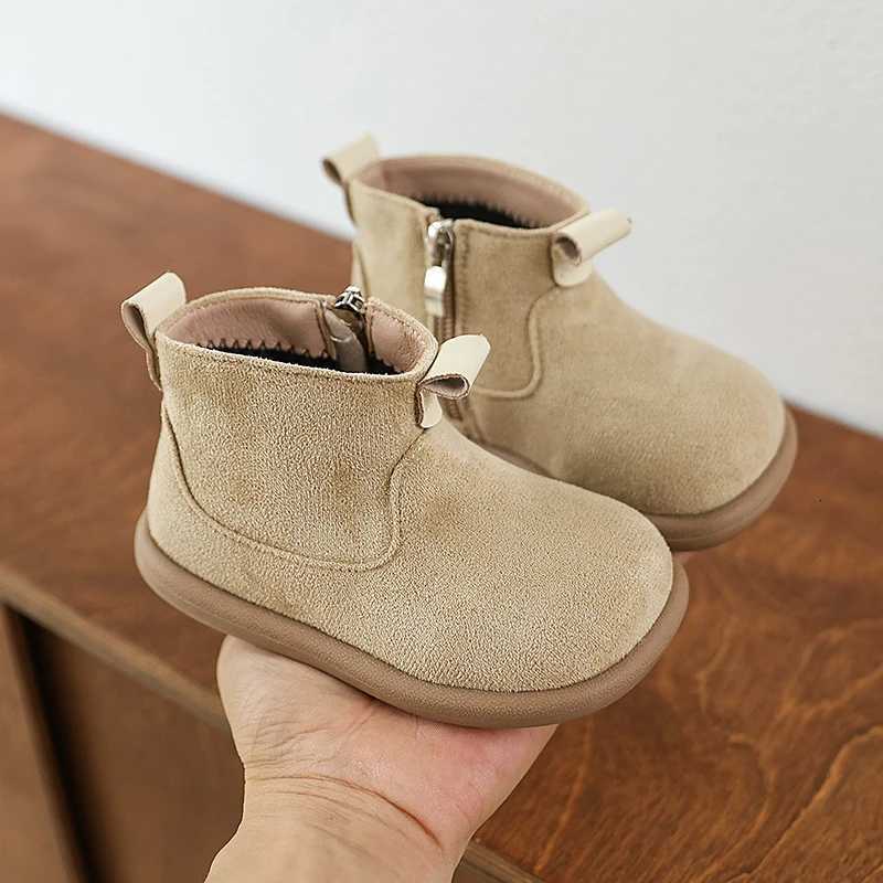 Autumn Winter Children Casual Shoes for Baby Boys Girls Boots Oxford Suede Plush Kids Ankle Boots Outdoor Anti-slip Infant ShoesW251121