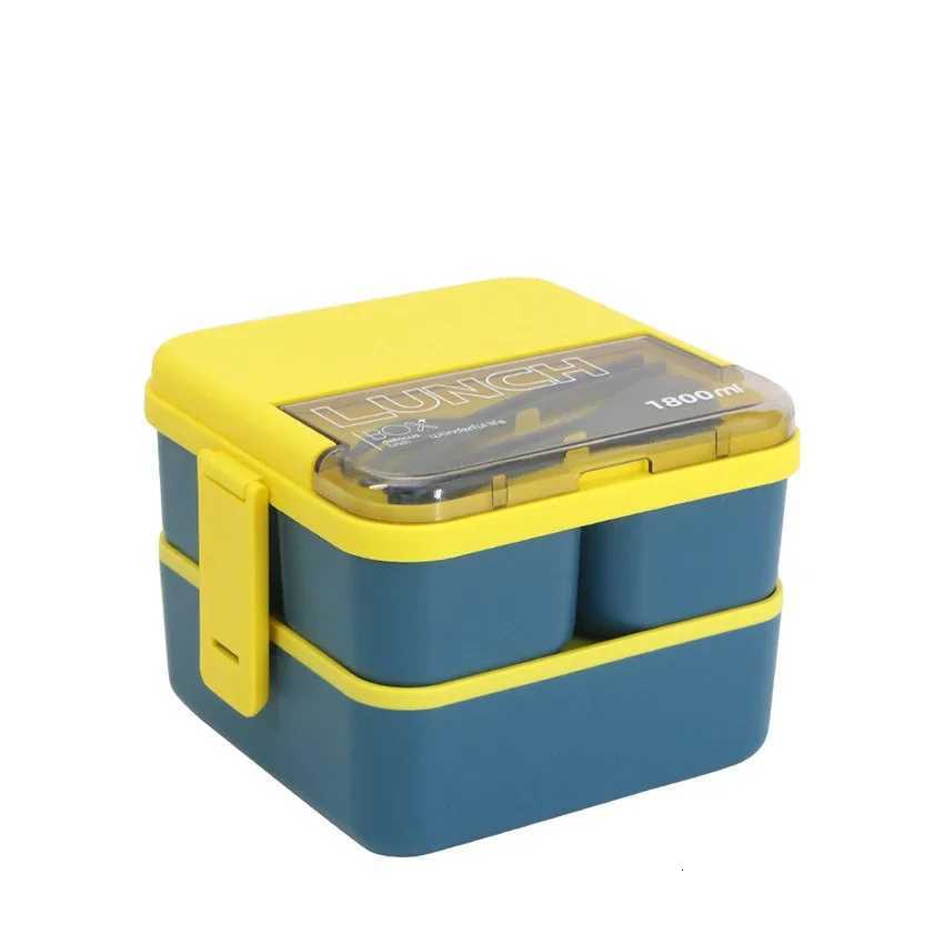 Portable Single/double Layer Compartmented Lunch Box Microwave Bento Boxe with Fork and Spoon Sealed Food Storage ContainerM251121
