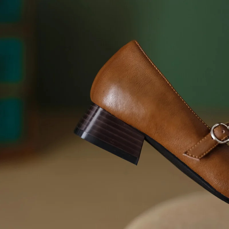 Size 3443 Women Flats Cow Leather Pointed Toe Shallow Retro Mary Jane Single Shoes Ballet Flat Loafers Ladies Dress 251121