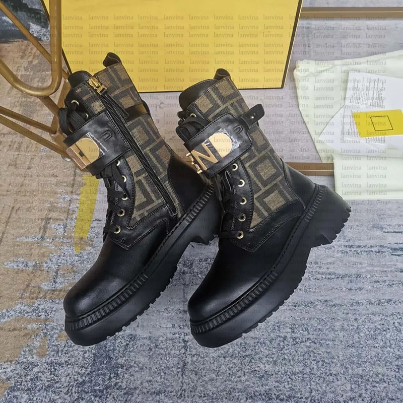 Parisian designer shoes women long boots autumn and winter women lace-up low-heeled thick-soled ankle boots women knight boots women luxury Martin boots 35-40