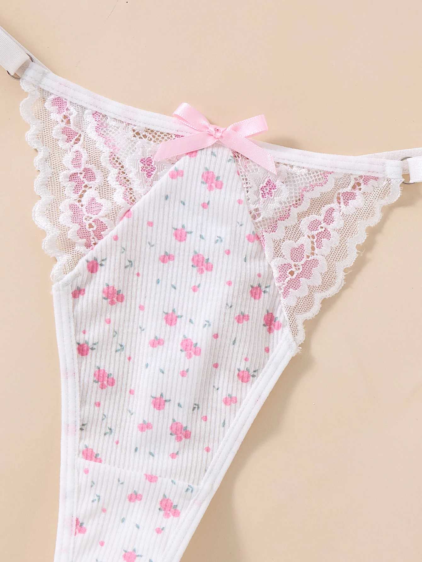 Autumn Floral Stripe Pink Lingerie Set Comfortable Two-Piece Nightwear Beautiful And Attractive for the Fall EveningXJ251106