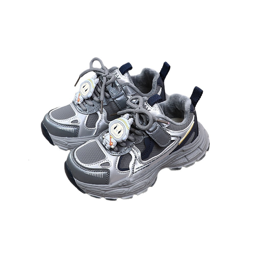 Winter new luminous shoes, warm children's sports shoes, fashionable trendy shoes, Korean version dad shoes, casual children's shoes