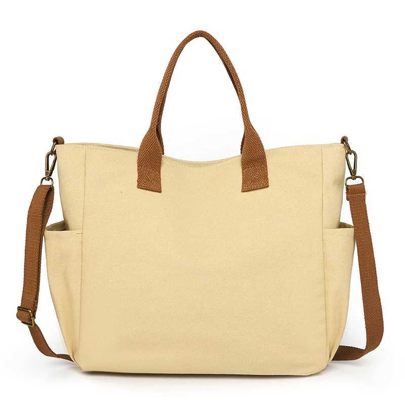 Womens Tote Bag Casual Canvas High Quality Shopping Female Crossbody Schoolbags Solid Shoulder Shopper Bags For Women HandbagT251121