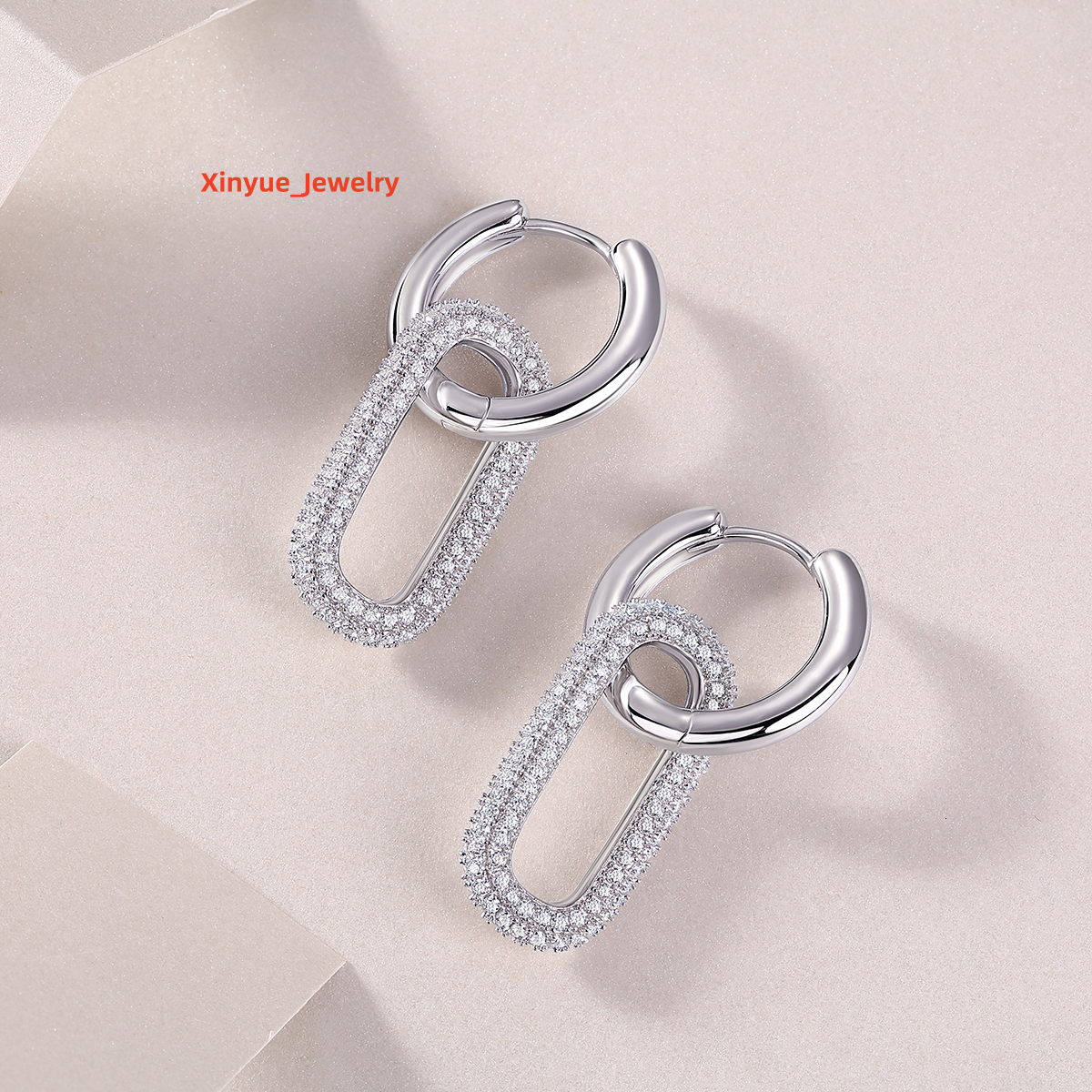 S925 Sterling Silver Platinum Plated Luxury D-color Octagon Cut Moissanite GRA Certified Earrings Hoop for Wedding Party Gift