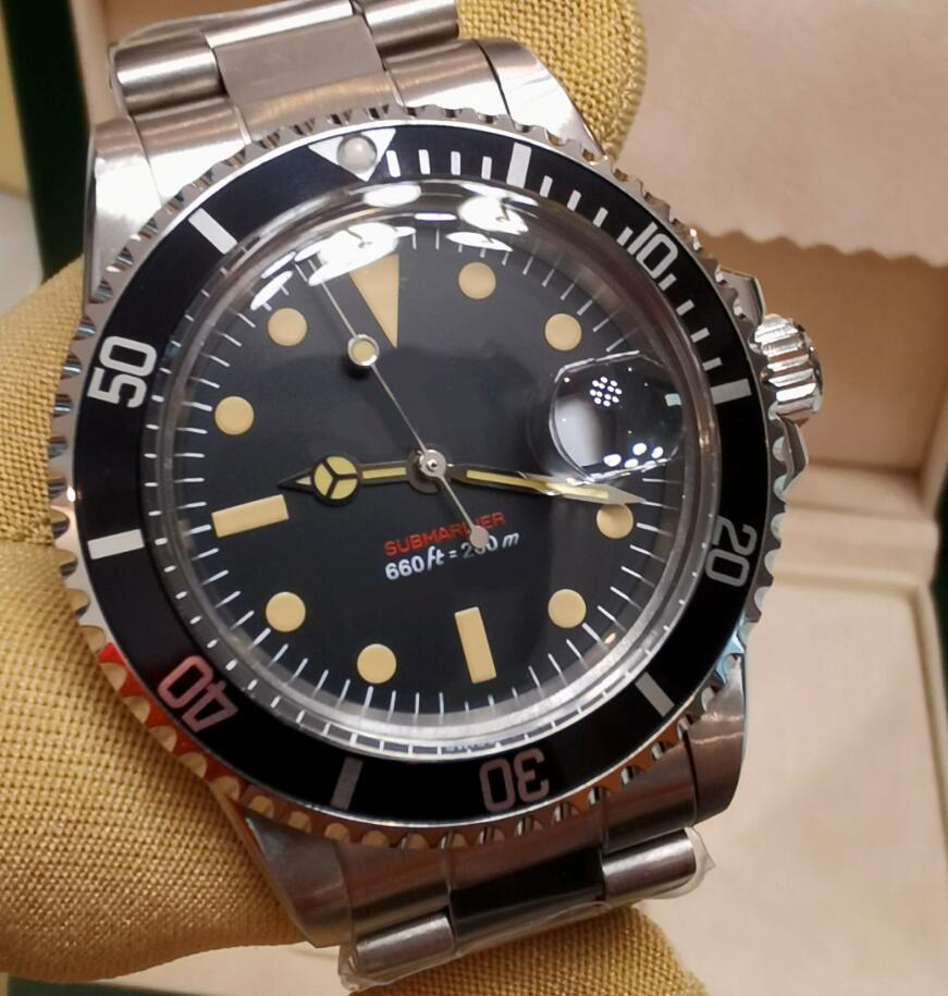 Fashion Classic 40mm Vintage 1680 Red-SUB Calendar Stainless Steel ETA2836 Men's Automatic WatcELuminous Super Power Reserve Wristwatches