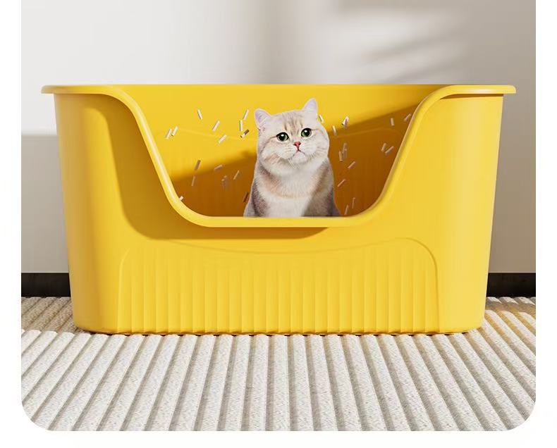Extra Large Cat Litter Box: Open-Top, Anti-Spatter, Semi-Enclosed Design for Odor Control & Easy Cleaning Free shipping