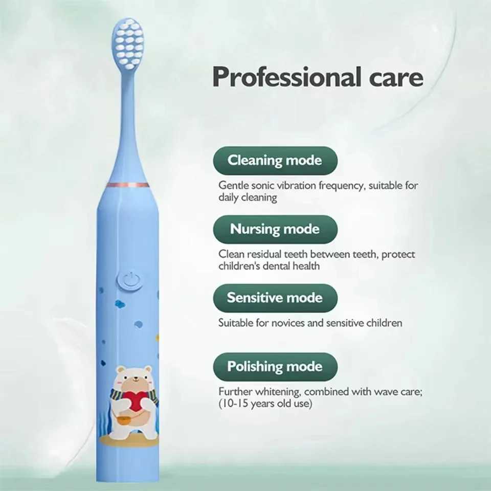 Cartoon Kids Sonic Electric Toothbrush USB Rechargeable Ultrasonic Clean Tech with Replacement Brush Heads Child Dental Care C251121
