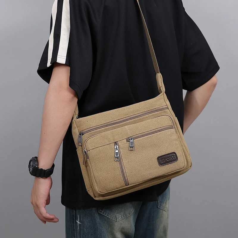 Canvas Shoulder Bag Bottle Men Women Casual Simple Fashion Retro Crossbody Cross Square Multi LayeredT251121