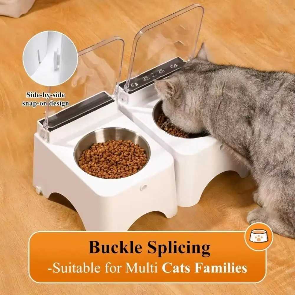 Dust-proof Smart Cat Bowl Protect Neck Flip Automatic Cat Food Dispenser Detachable Raised Infrared Sensor Pet Feeder DogsM251121 - view 6