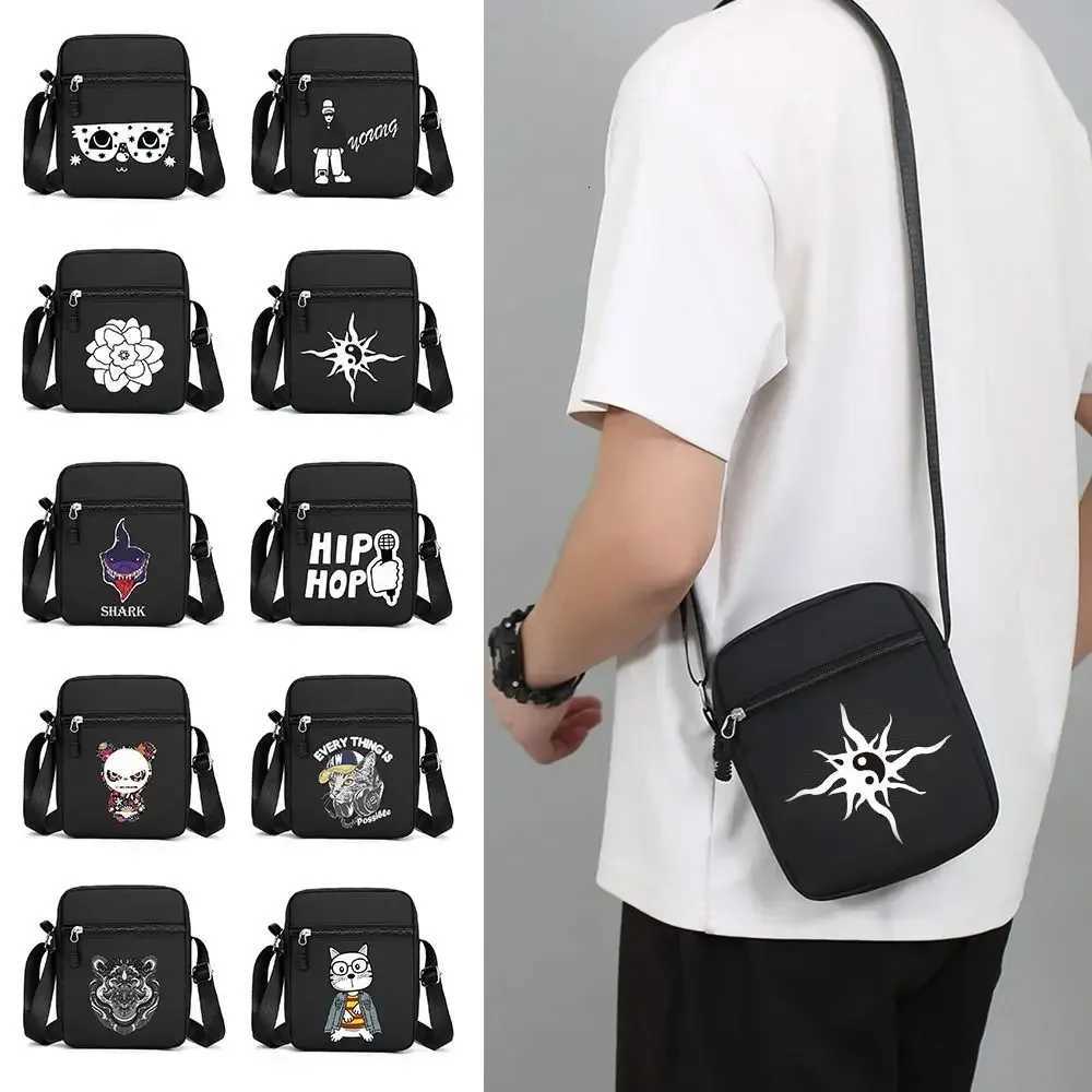 Fashion Adjustable Shoulder Bag Oxford Cloth Mobile Phone Bag Cartoon Black Crossbody Bag Simple Mini Mens Sports Bag T251121