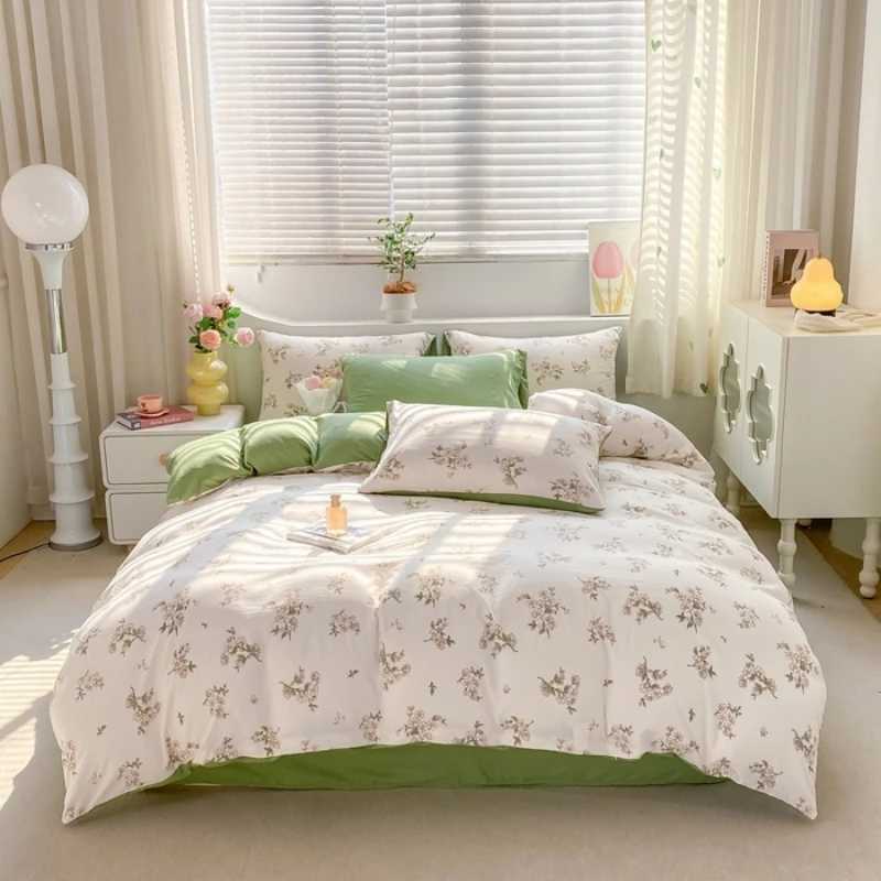 Flower bedding 100% pure cotton bedding set soft down duvet cover bedding linen box single double large 2024 summer Y250418