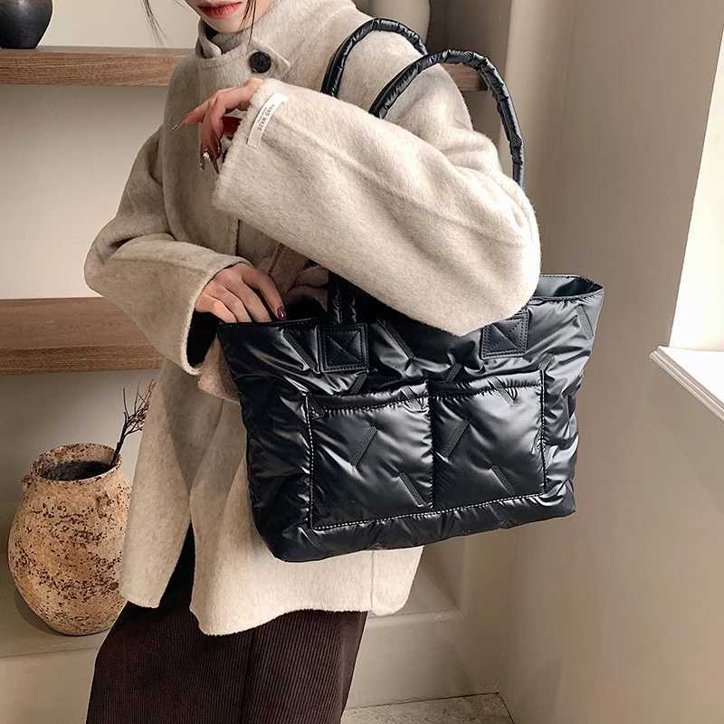 Hot S Lightweight Quilting Puff Tote Bag Wens Waterproof Nyl Handbag with Padded Handle and Zipper Closure for Winter Y251121