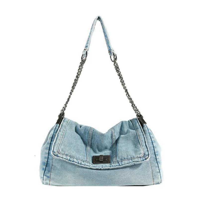 Denim Bag for Girls New Trendy Shoder Bag Large Capacity Tote Bag for Class Cmuting Crossbody Chain Bag Y251121