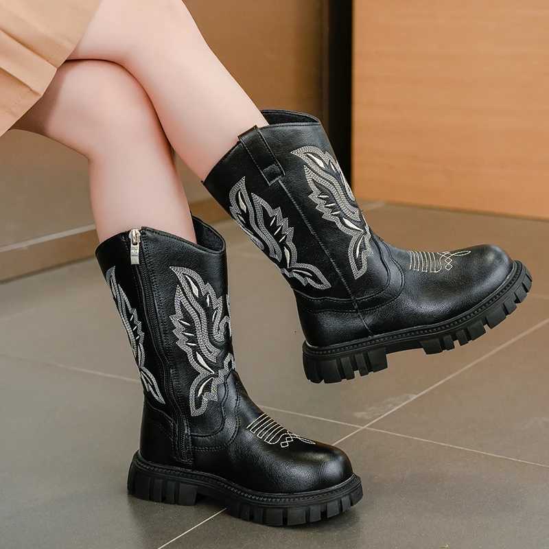 Autumn/Winter New Girls Elegant Thick Soled Comfortable Knight Boots Fashionable Round Headed Princess Midsole Childrens BootsW251121