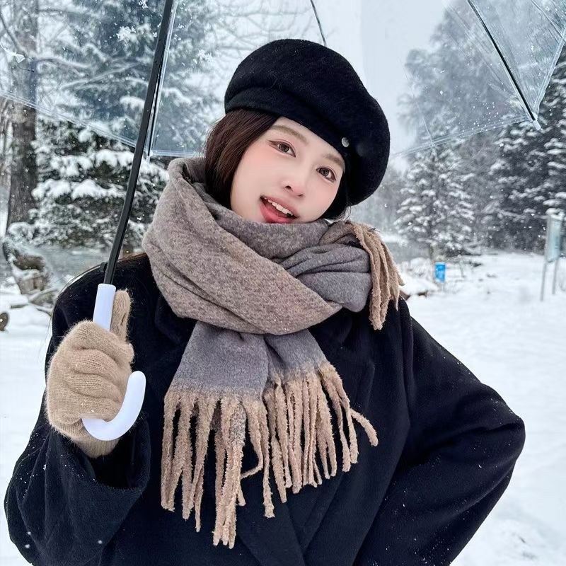 T522 gradient scarf shawl women's dual-use autumn and winter travel cold protection neck cashmere men's scarf