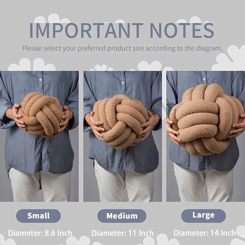 Yellow Handmade Knotted Plush round Throw Soft Home Decorative Circle Ball Decor Cushion for Living Room Halloween Decor C251121