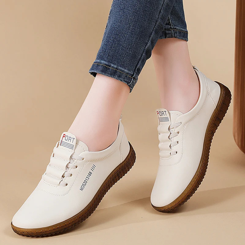 100 cowhide Womens Leather shoes large size casual sports Fashion Lightness vulcanized sneakers 251121