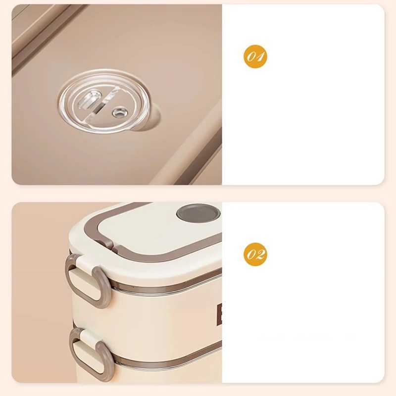 1-3 Layer 304 Stainless Steel Bento Box Portable Leak Proof Student Office Work Kids Lunch Box Thermal Portable Food ContainerM251121