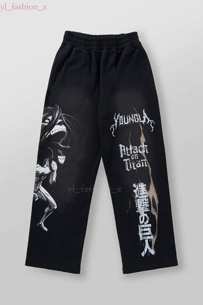 Young La Pants Designer Fashion New American Sports Pants Fitness Running Training Pants Cotton Looped Printed Wide Leg Pants b30 7b3