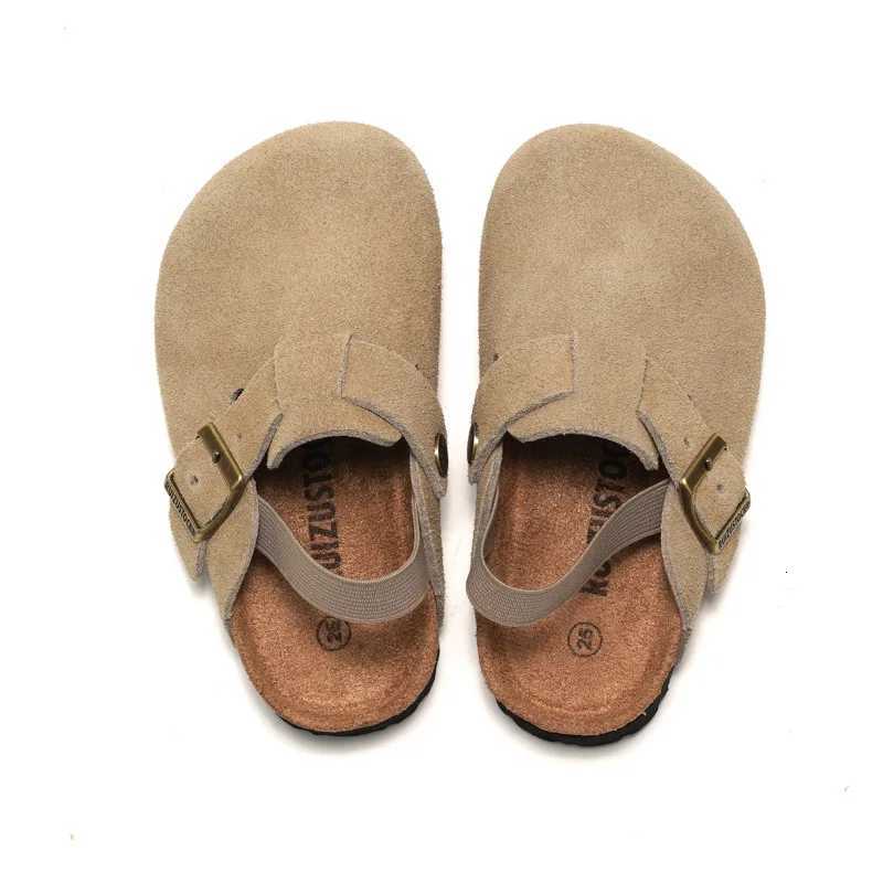 Kidmi Fashion Kids Suede Clogs Slippers Toddler Clogs Boys Girls Sandals Cork Adjustable Buckle Mules With Support Home SlippersW251121