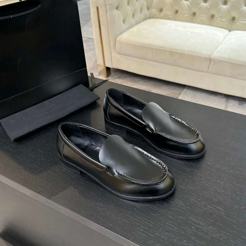 Women Size35-41 Genuine Leather Loafers Low Heels British Style Round Toe Slip On Flats Designer Shoes atillas De Mujer