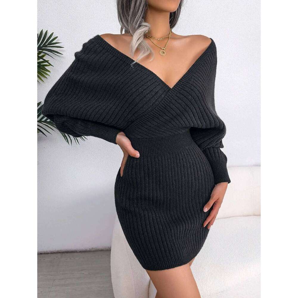 Sweater Dresses For Women Autumn Winter Casual Long Sleeve Knitted Clothes White Green Blue Black Purple