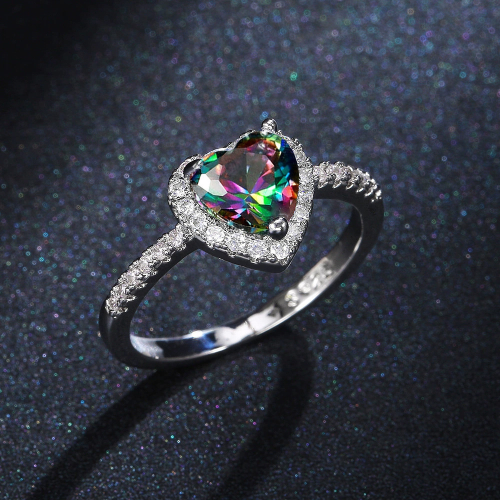 High Quality Classical Luxury Jewelry 925 Sterling Silver Pear Cut White Topaz CZ Diamond Promise Eternity Wedding Heart Ring for Women Size 5-12