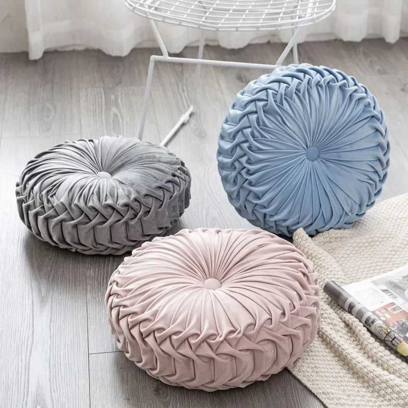 Light Luxury Solid Color Dutch Plush Pumpkin Sofa Handsewn Wheel Shape Chair Waist Cushion C251121