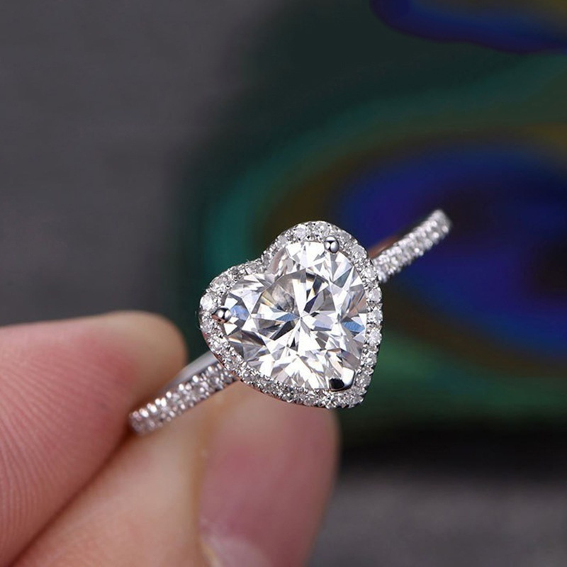 Love Heart Zircon Ring Valentines Day Gift Couple Heart shaped Ring High quality gold designer diamond ring rings designer for women engagement men lo - view 3