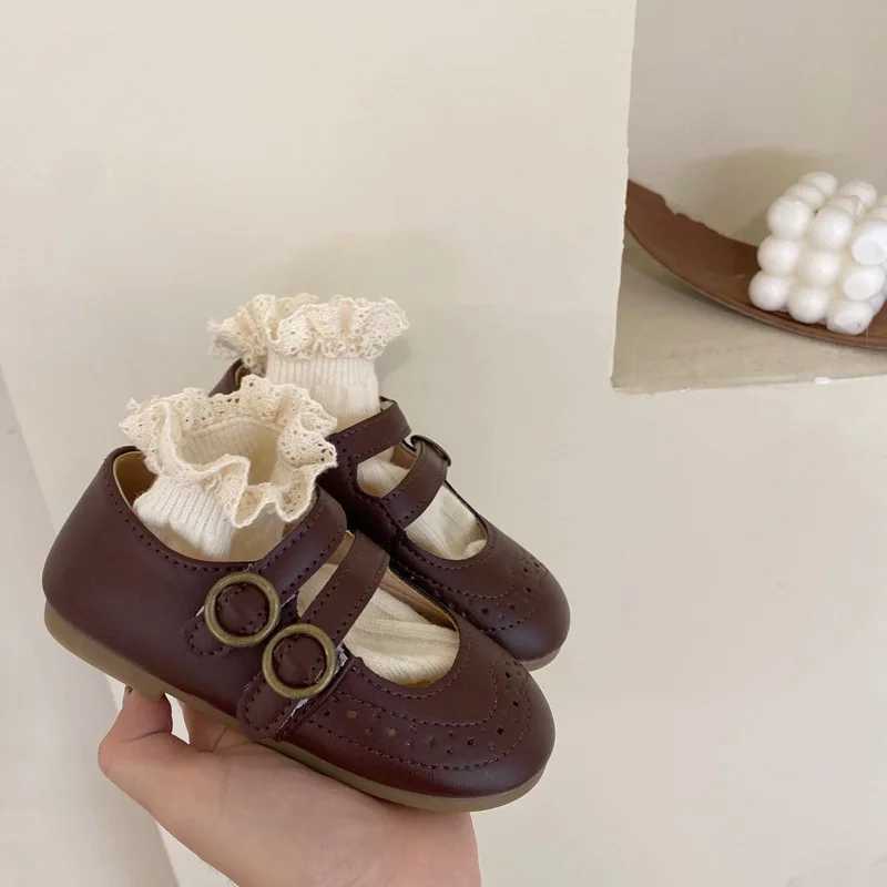 Girls Leather Shoes 2023 Spring Autumn New Versatile Children Retro Princess Shoes Soft Bottom Anti Slip Kids Shoes Mary JanesW251121