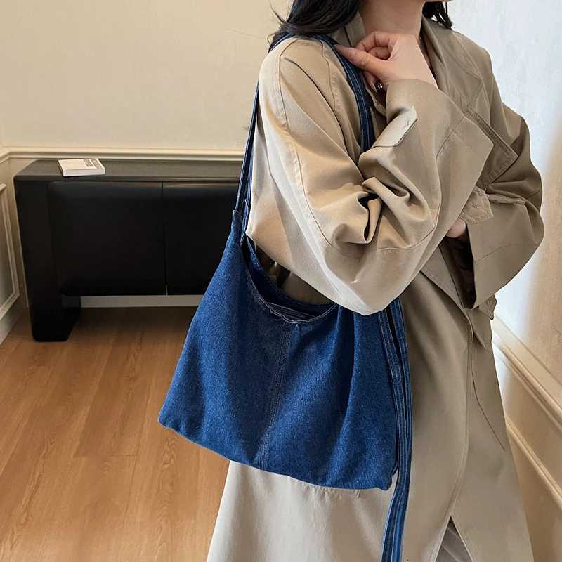Fi Denim Wens Shoder Bag Solid Color Large Capacity ladies Handbags Fem Crossbody Leisure Travel Shopping Bag Y251121