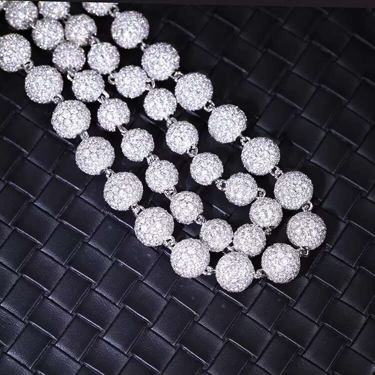 Gems Custom High Quality 925 Sterling Silver Iced Out VVS D Color Moissanite Diamond Ball Chain for Hiphop Life