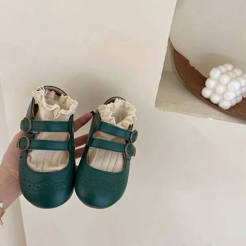 Girls Leather Shoes 2023 Spring Autumn New Versatile Children Retro Princess Shoes Soft Bottom Anti Slip Kids Shoes Mary JanesW251121