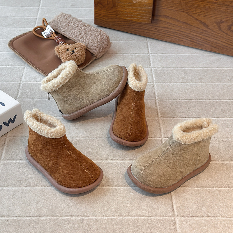 Winter luminous shoes, new wool lined fashionable trendy shoes, short boots, warm woolen cotton shoes, casual children's shoes