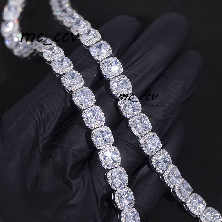 Large Size Moissanite Big Tennis Chain 8mm 12mm 925 Sterling Silver Tennis Link Chain Mens VVS Diamond Necklace