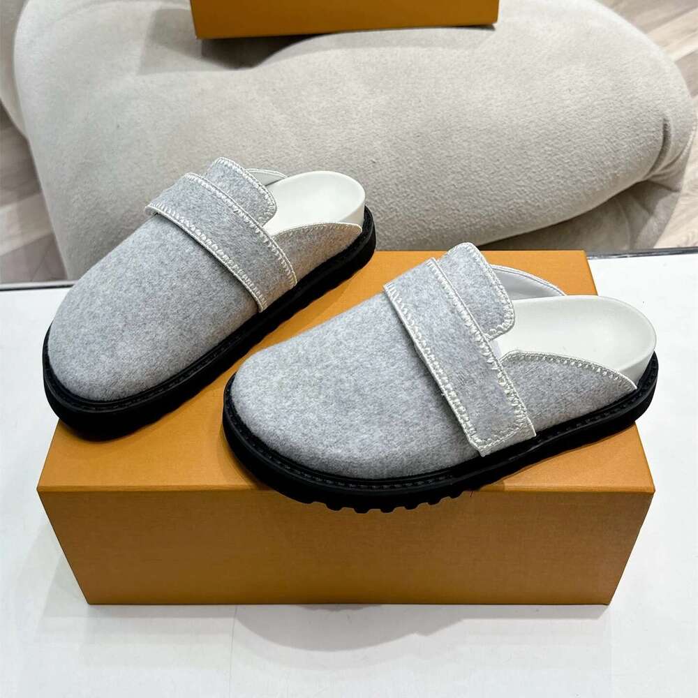 Women Size34-41 Natural Cow Suede Slippers Flat Platform Mules Round Toe Solid Colors Designer Shoes atillas De Mujer