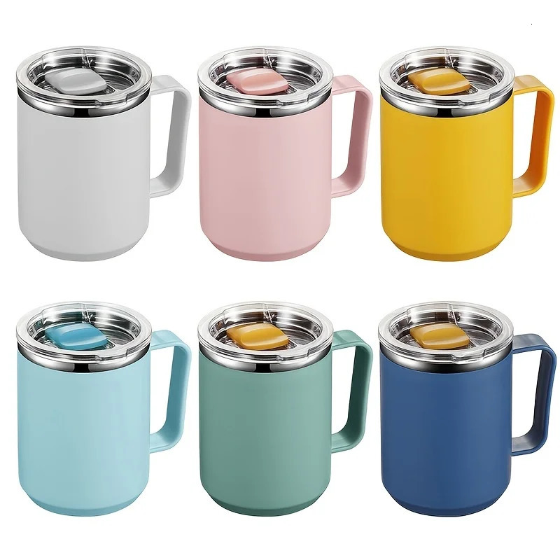 450ml stainless steel coffee cup vacuum insulated travel mug with leak proof lid and straw for camping office commuting 250421