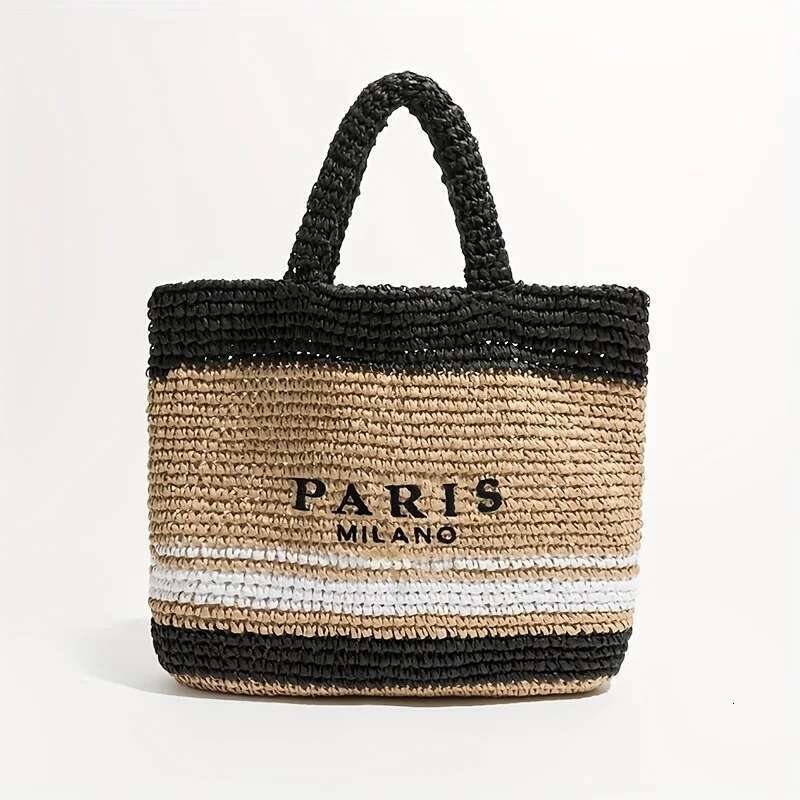 Casual Large Capacity Straw Tote Designer Letters Women Handbags Handmade Woven Summer Beach Bag Big Shopper Purses