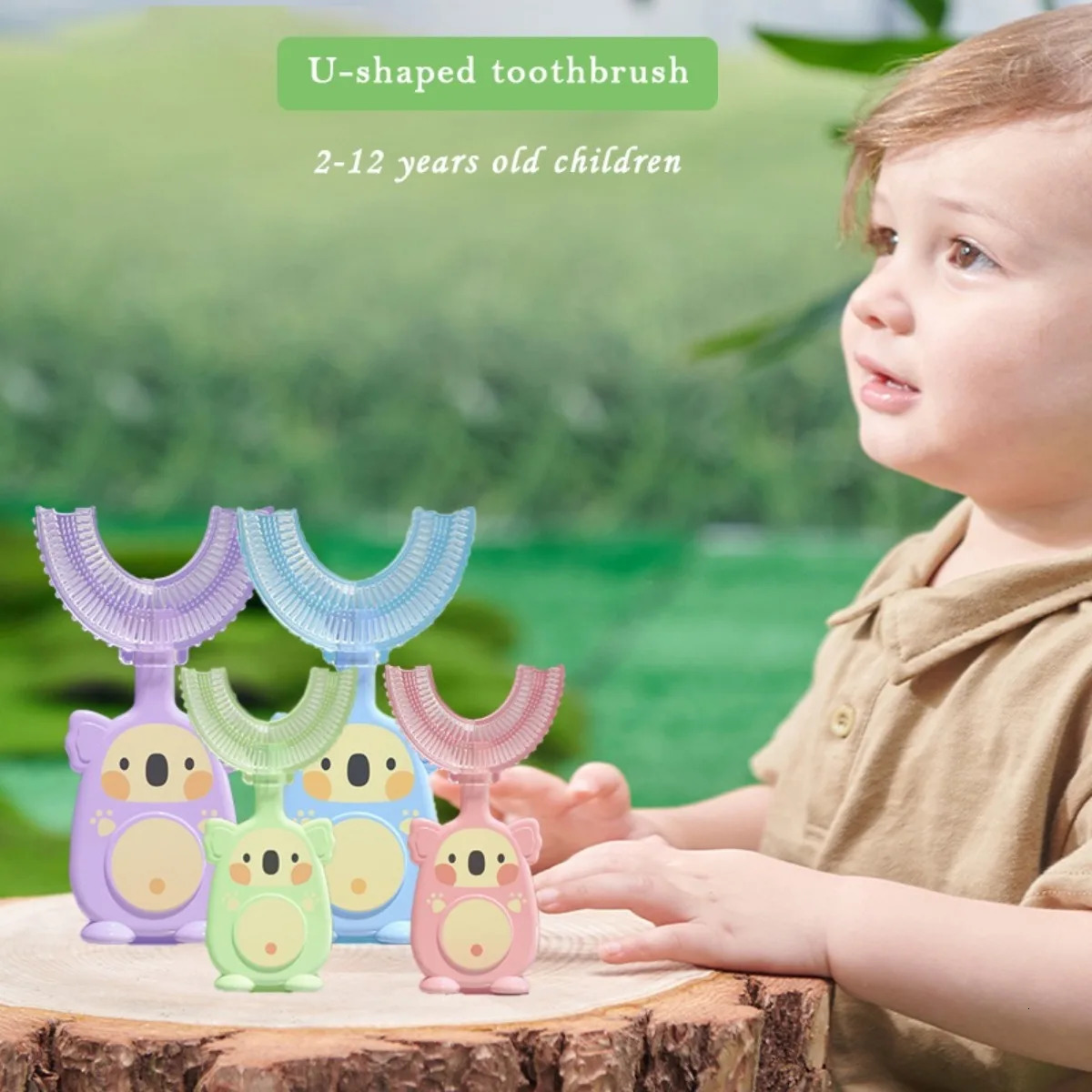 Children U-shaped Toothbrush 360 degree cartoon childrens silicone toothbrush Childrens oral cleaning toothbrush brushing tool 251113