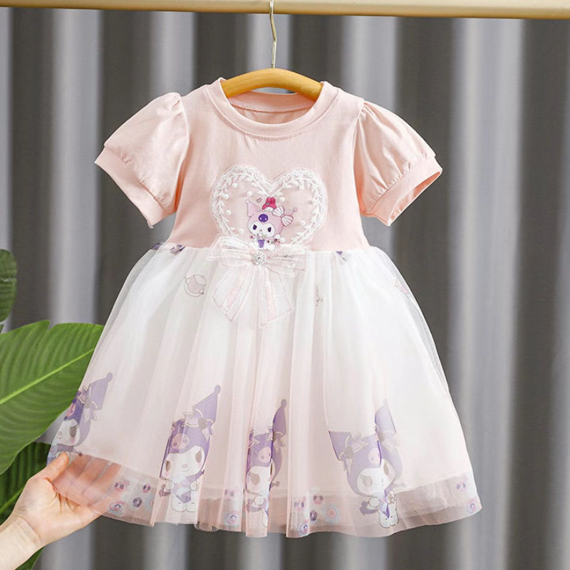 DISNEY kids designer clothes baby girl dresses summer white snow princess baby short-sleeved princess dress Alice for children
