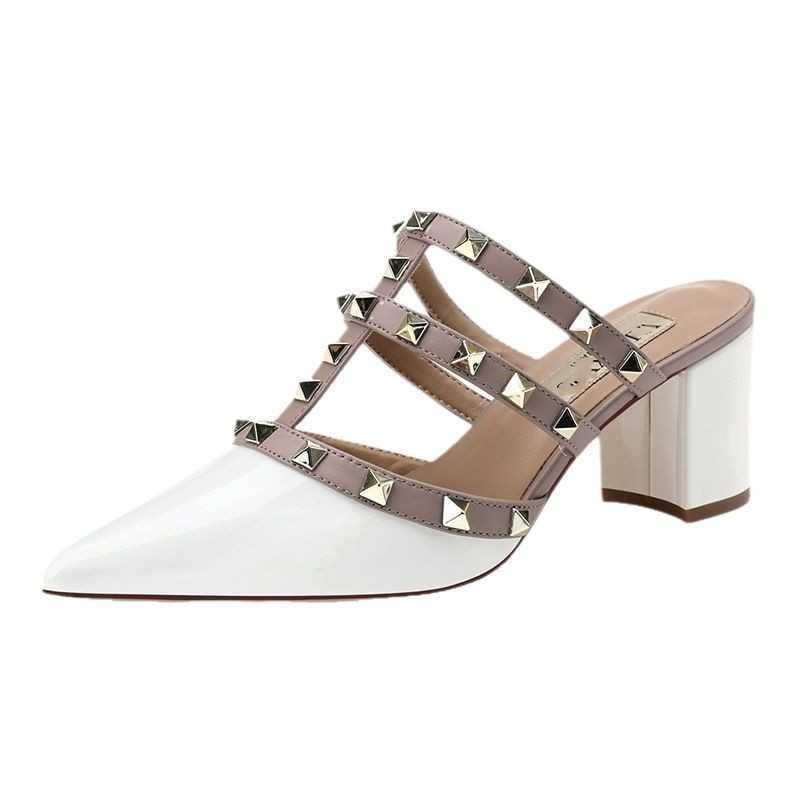 Baotou High-heeled Half-toe Sandals For Women Summer 2025 Spring Pointed-toe Flip-flops With Thick Heels Moulle Shoes Pointed-toe High-heeled Shoes T251121