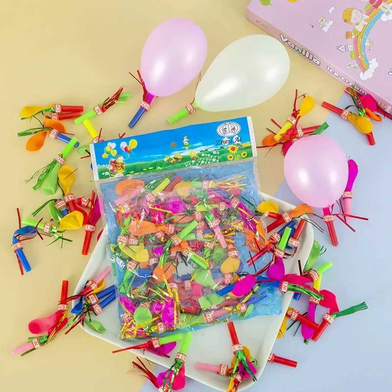 100Pcs Mini Blowouts Whistle Blowing Dragon with Balloon Toys for Kids Birthday Party Favors Kindergarten Rewards Pinata Fillers X251121
