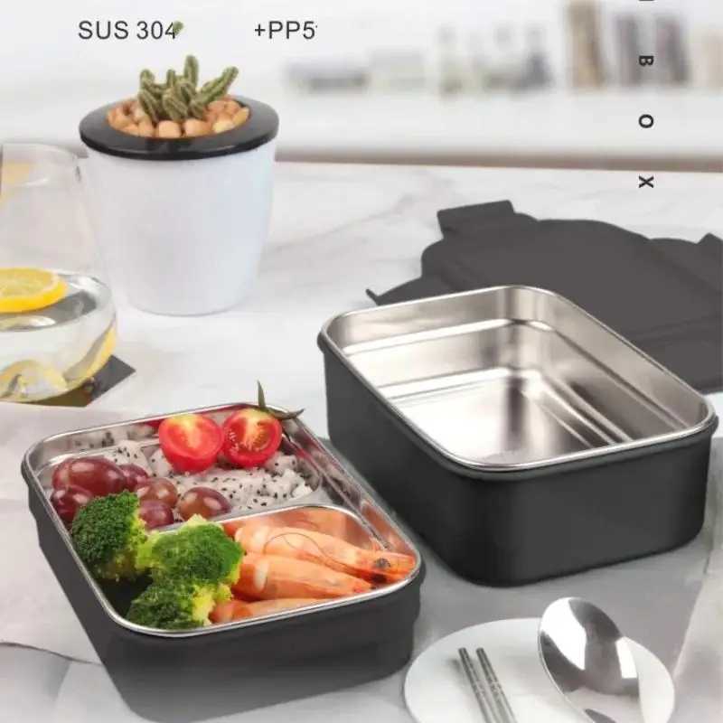 Childrens Lunch Box Stainless Steel 304 Insulation Double-layer Lunch Box Student Multi-layer Creative Split RectangularM251121